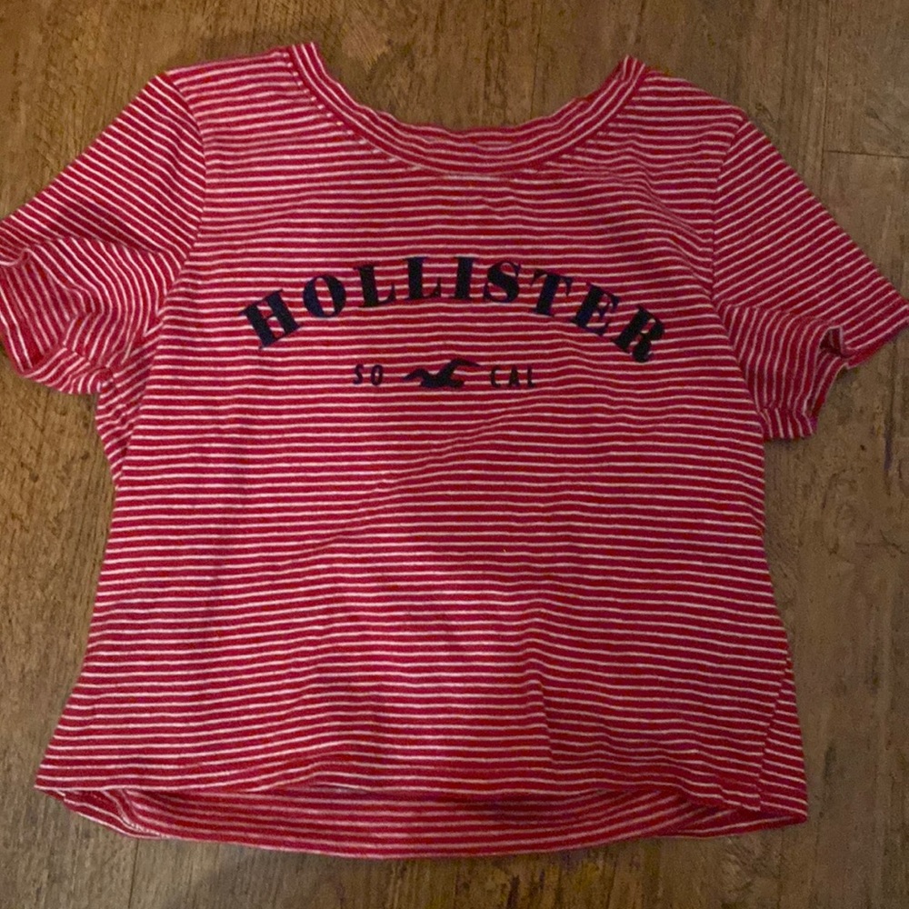 NWOT Hollister Red and White Striped Crop Top
